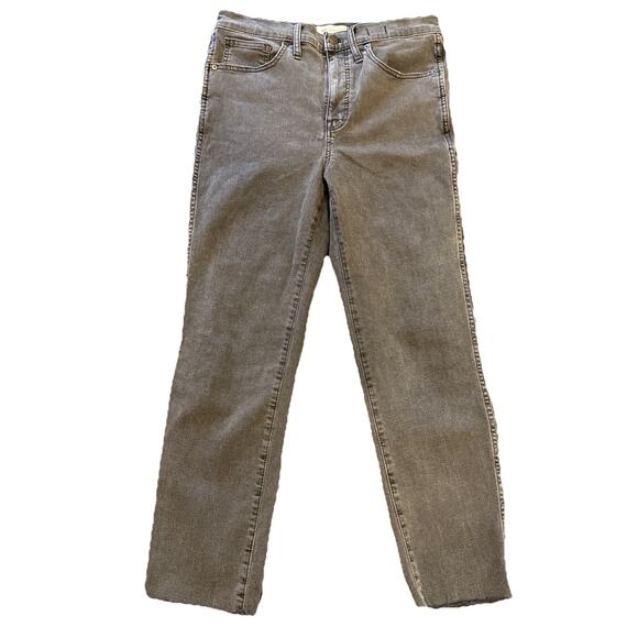 Madewell Gray Faded Black Stovepipe Straight Leg Raw Hem Jeans, Size 29 - Picture 1 of 15